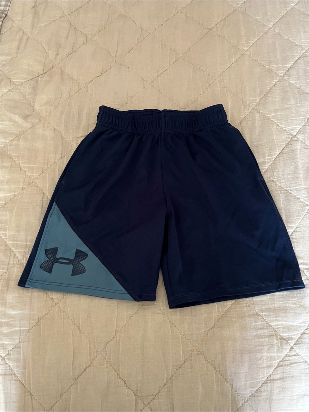 Under Armour Boys' Navy Athletic Shorts with Slate Accent